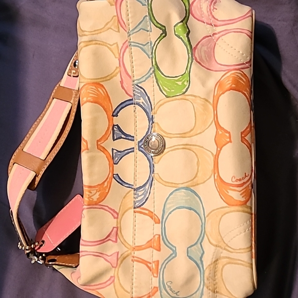 COACH Hampton Scribble Pastel Handbag L0751-F11672 & Matching Wallet - Picture 5 of 17